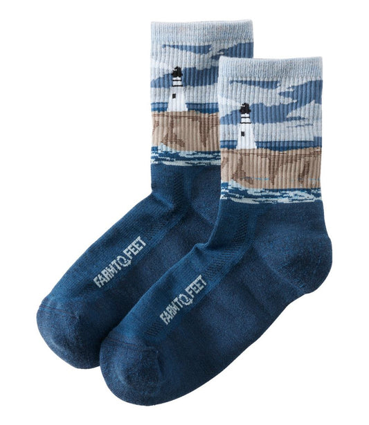L.L.Bean | Adults' Farm to Feet Cape Headlight Lighthouse Light Cushion 3/4 Crew Socks