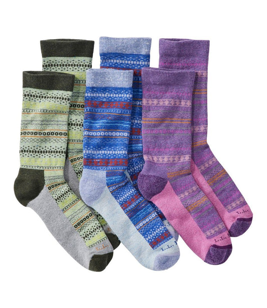 L.L.Bean | Adults' Wicked Soft Cotton Socks Fair Isle Gift Set, 3-Pack