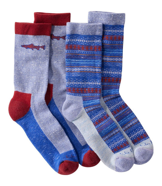 L.L.Bean | Adults' Wicked Soft Cotton Socks, Novelty 2-Pack
