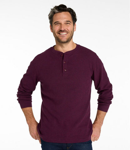 L.L.Bean | Men's Unshrinkable Mini-Waffle Henley, Long-Sleeve Traditional Fit