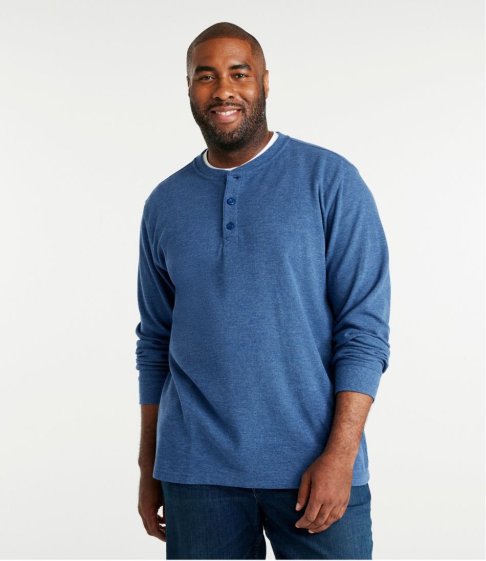 L.L.Bean | Men's Unshrinkable Mini-Waffle Henley, Long-Sleeve Traditional Fit