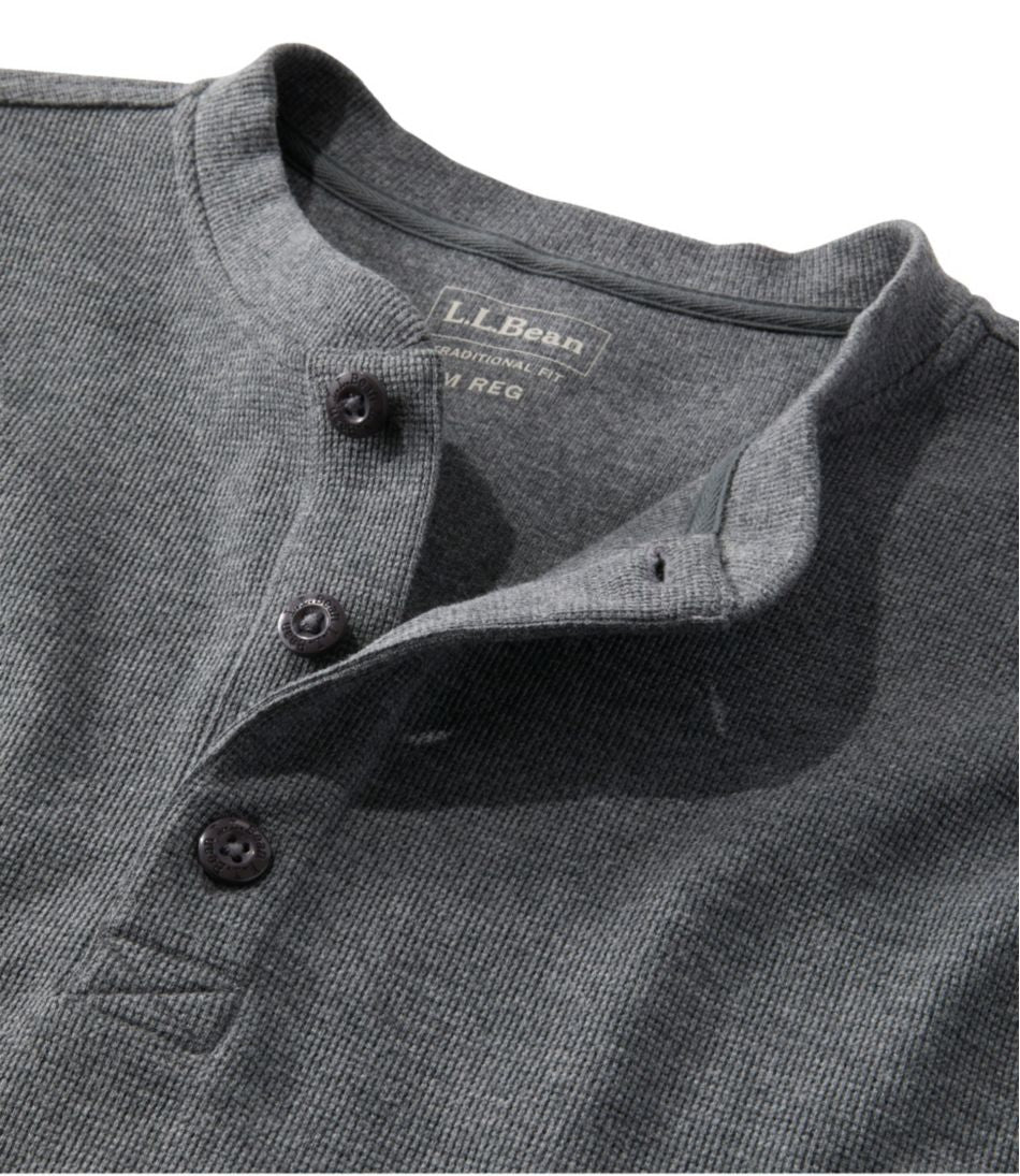 L.L.Bean | Men's Unshrinkable Mini-Waffle Henley, Long-Sleeve Traditional Fit