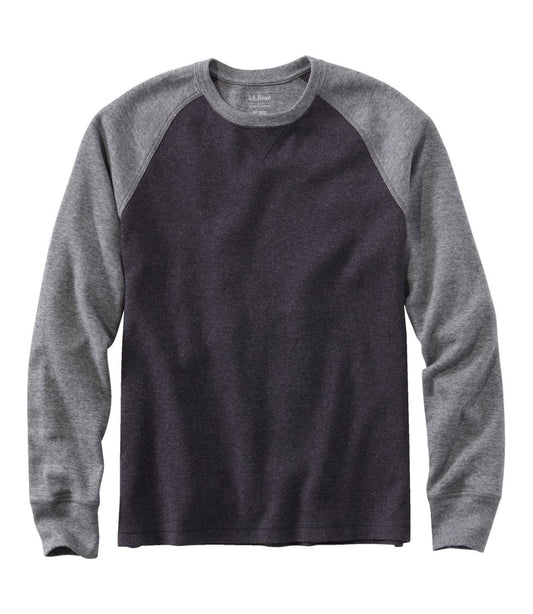 L.L.Bean | Men's Washed Cotton Double-Knit Crewneck, Slightly Fitted Long-Sleeve Colorblock
