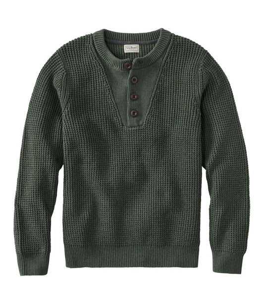 L.L.Bean | Men's L.L.Bean Organic Cotton Waffle Sweater, Henley