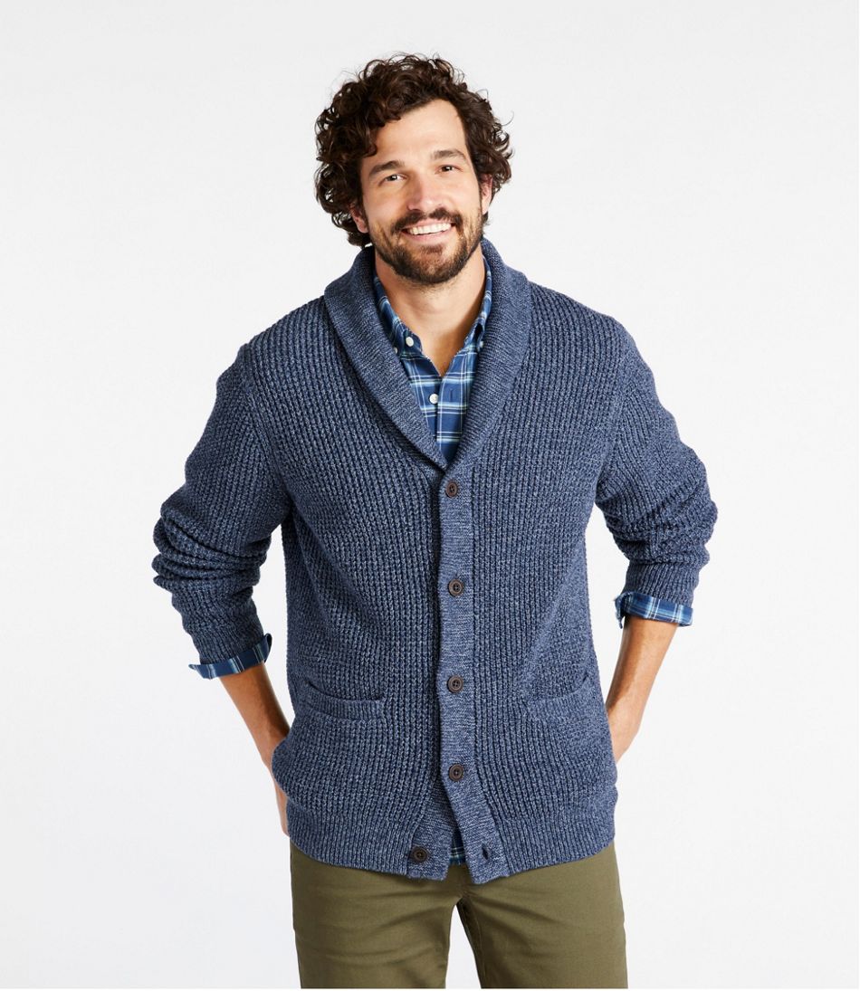 L.L.Bean | Men's Organic Cotton Waffle Sweater, Cardigan