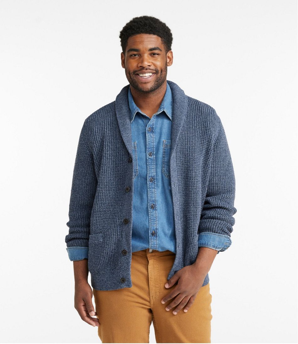 L.L.Bean | Men's Organic Cotton Waffle Sweater, Cardigan