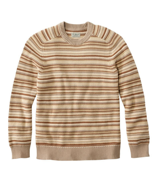 L.L.Bean | Men's Sunwashed Textured Cotton Sweater, Crewneck, Stripe