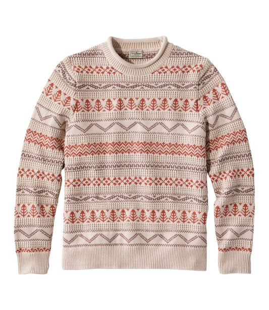 L.L.Bean | Men's L.L.Bean Organic Cotton Waffle Sweater, Crewneck, Fair Isle