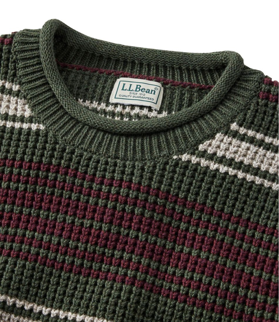 L.L.Bean | Men's Organic Cotton Waffle Sweater, Rollneck Crew, Stripe