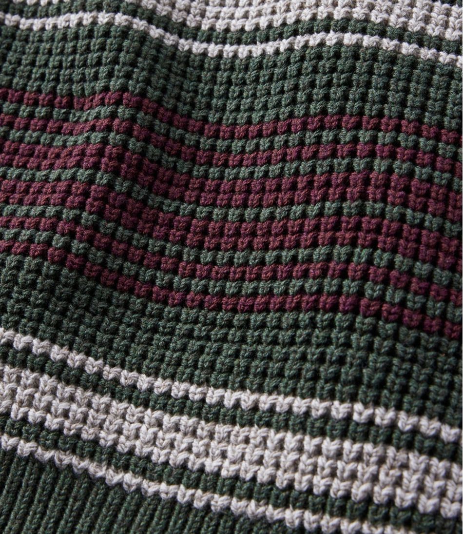L.L.Bean | Men's Organic Cotton Waffle Sweater, Rollneck Crew, Stripe