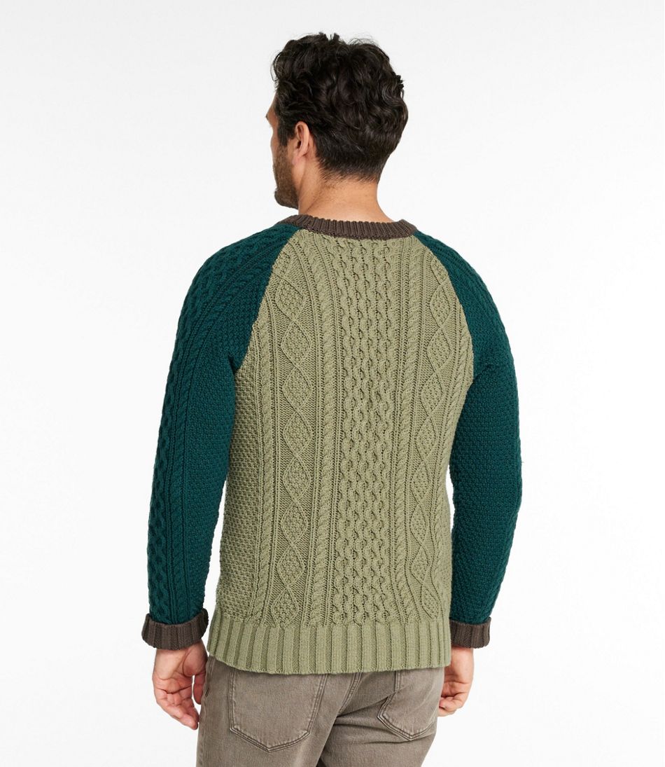 L.L.Bean | Men's Signature Cotton Fisherman Sweater, Crewneck, Colorblock