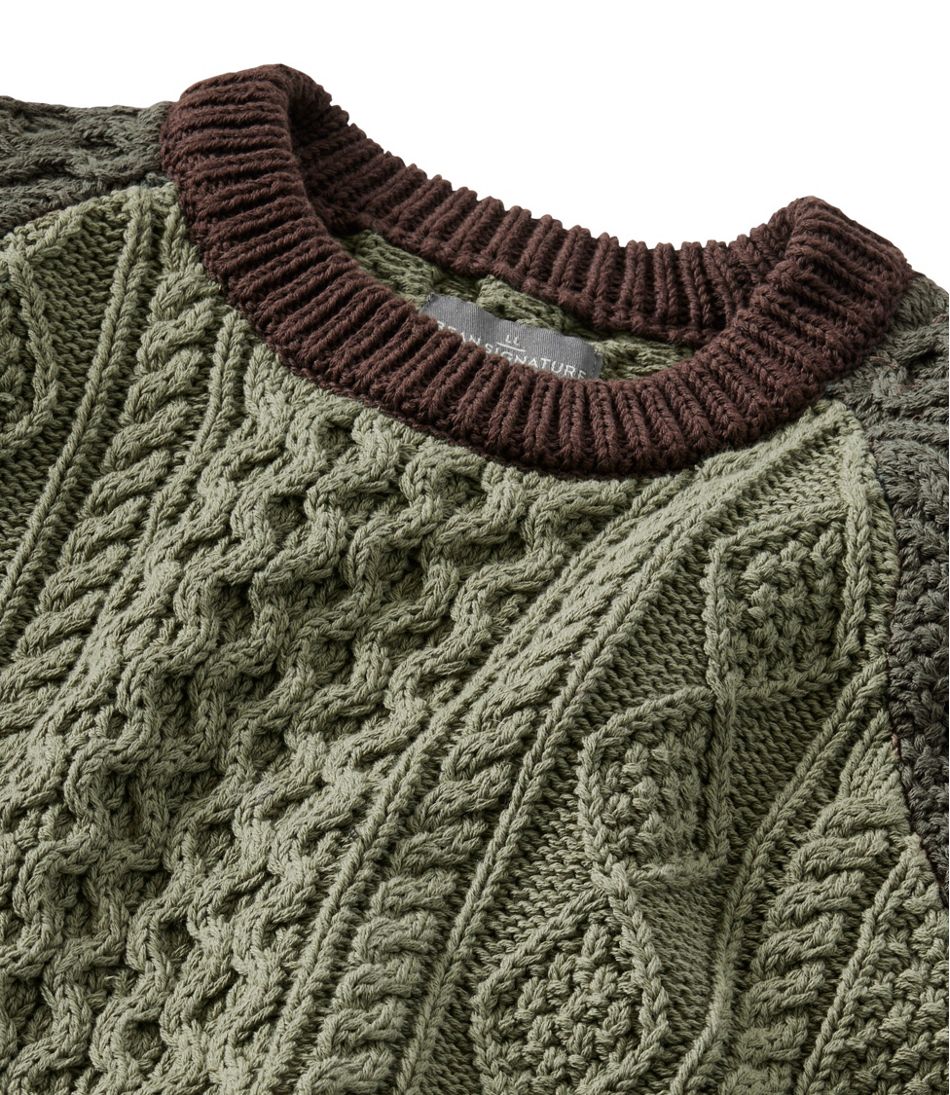 L.L.Bean | Men's Signature Cotton Fisherman Sweater, Crewneck, Colorblock