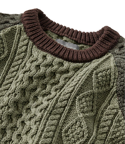 L.L.Bean | Men's Signature Cotton Fisherman Sweater, Crewneck, Colorblock