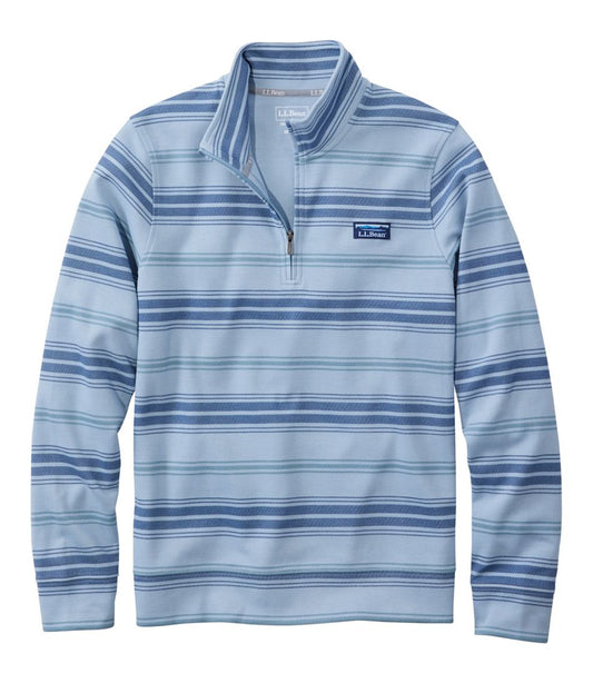 L.L.Bean | Men's Comfort Stretch Performance® Piqué, Quarter-Zip Pullover, Stripe