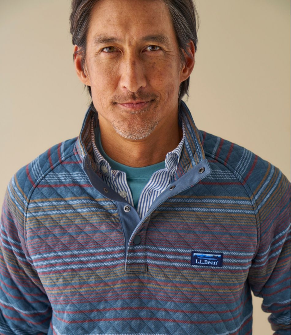 L.L.Bean | Men's Quilted Sweatshirt, Mockneck, Stripe