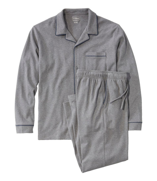 L.L.Bean | Men's Bean's Cotton Knit Pajamas, Button-Front PJ Set