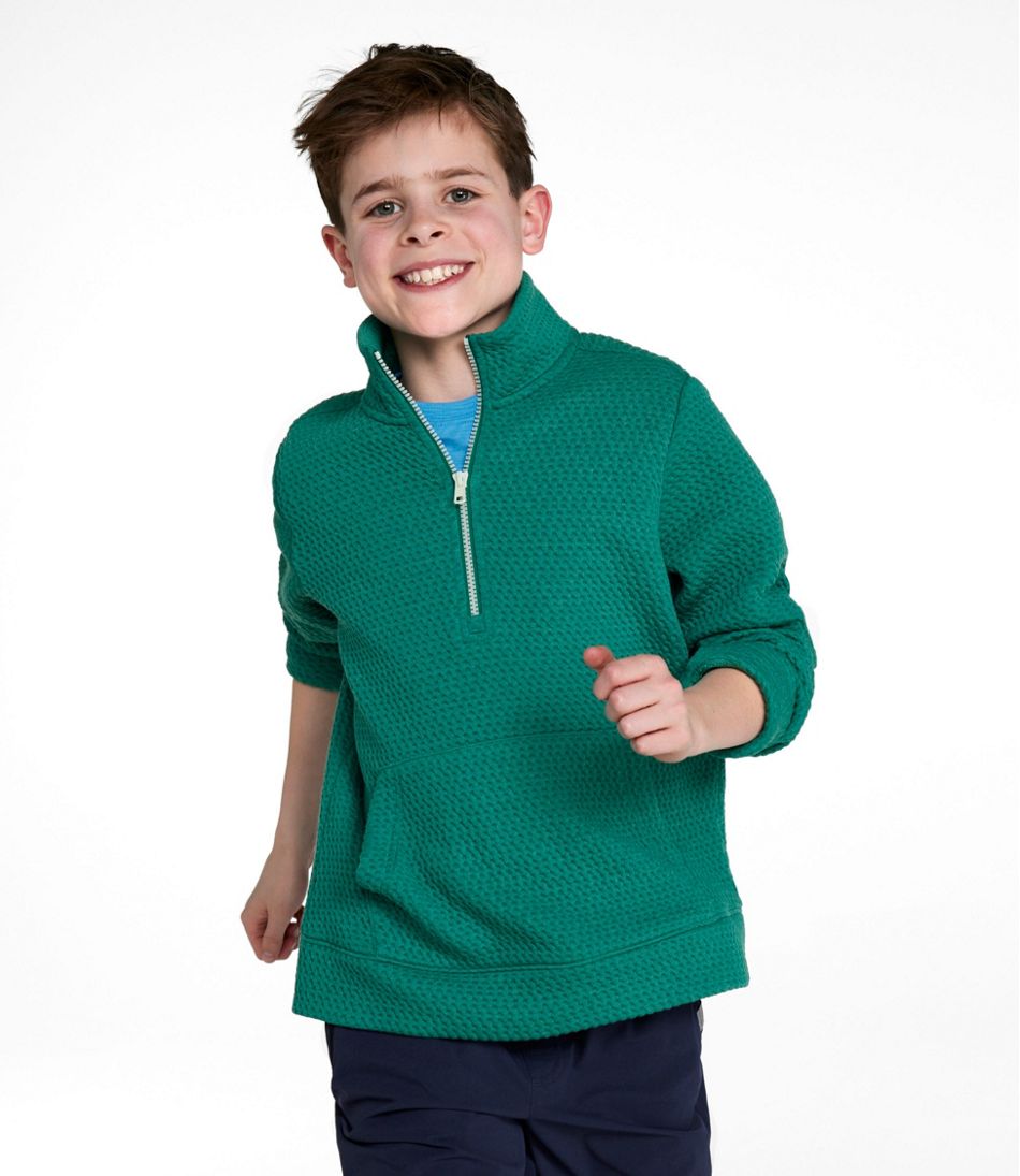 L.L.Bean | Kids' Ridgeknit Pullover, Glow-in-the-Dark Quarter-Zip