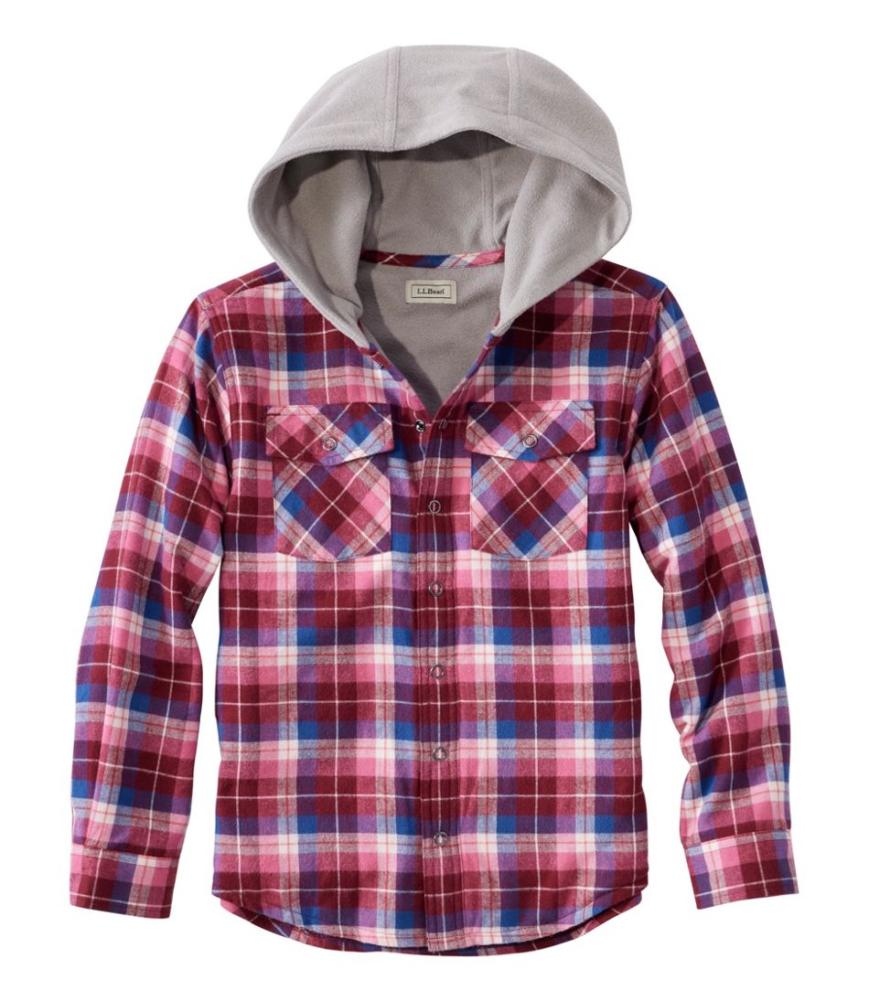 L.L.Bean | Kids' Fleece-Lined Flannel Shirt, Hooded Plaid