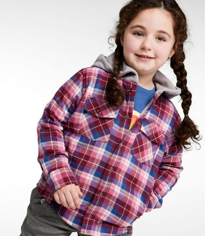 L.L.Bean | Kids' Fleece-Lined Flannel Shirt, Hooded Plaid