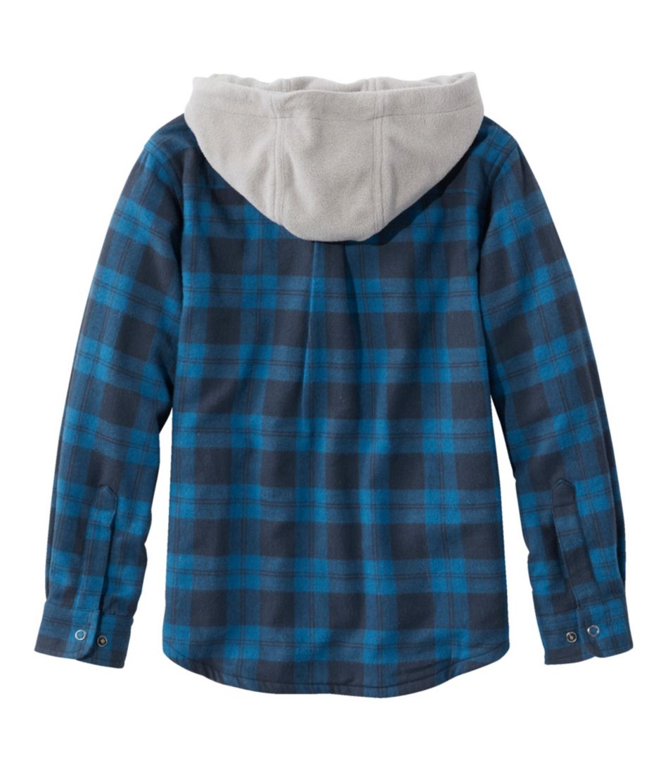 L.L.Bean | Kids' Fleece-Lined Flannel Shirt, Hooded Plaid