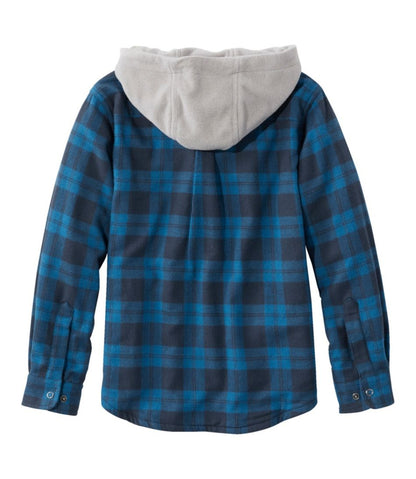 L.L.Bean | Kids' Fleece-Lined Flannel Shirt, Hooded Plaid