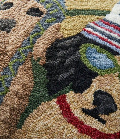 L.L.Bean | Indoor/Outdoor Hooked Pillow, Dogs Skiing