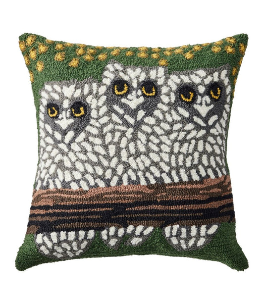 L.L.Bean | Indoor/Outdoor Hooked Pillow, Owls