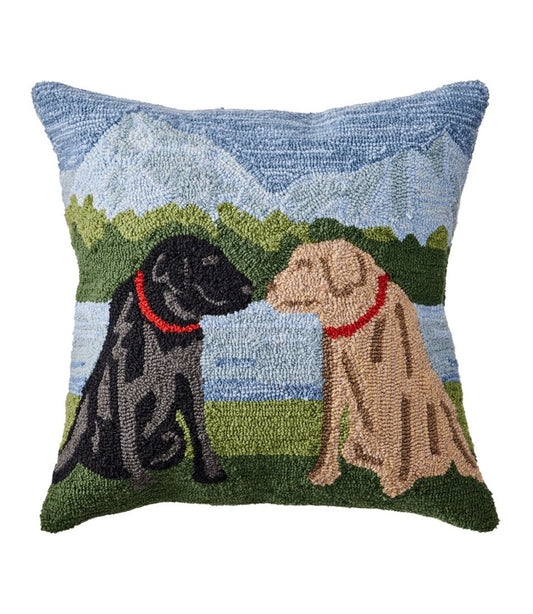 L.L.Bean | Indoor/Outdoor Hooked Pillow, Mountain Dogs