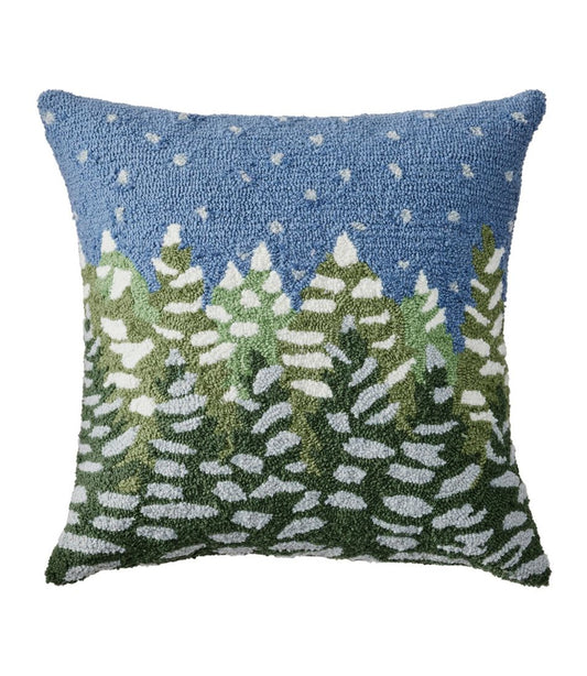 L.L.Bean | Indoor/Outdoor Hooked Pillow, Frosted Trees