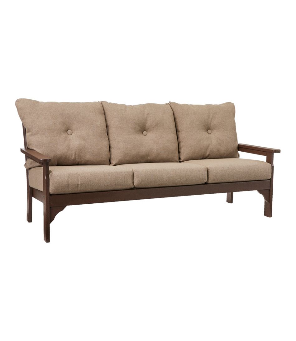 L.L.Bean | All-Weather Patio Sofa with Textured Cushions, Mahogany