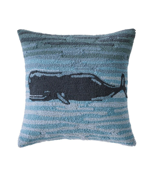 L.L.Bean | Indoor/Outdoor Hooked Pillow, 18x18 Whale