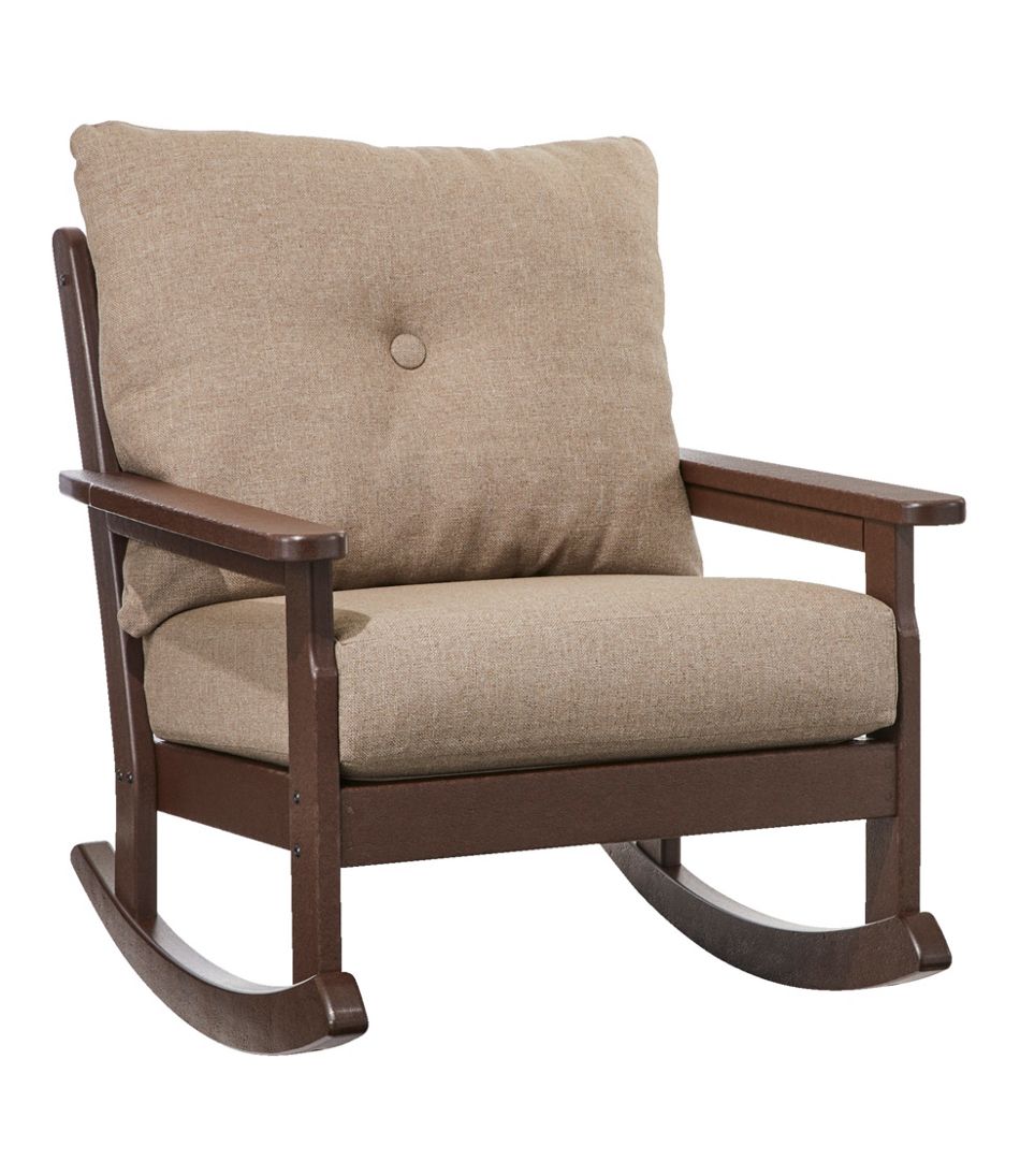 L.L.Bean | All-Weather Patio Rocker with Textured Cushion, Mahogany