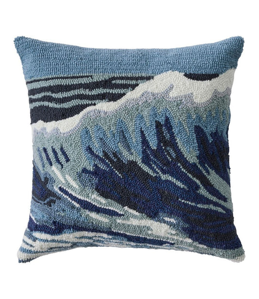 L.L.Bean | Indoor/Outdoor Hooked Pillow, 18x18 Ocean Waves