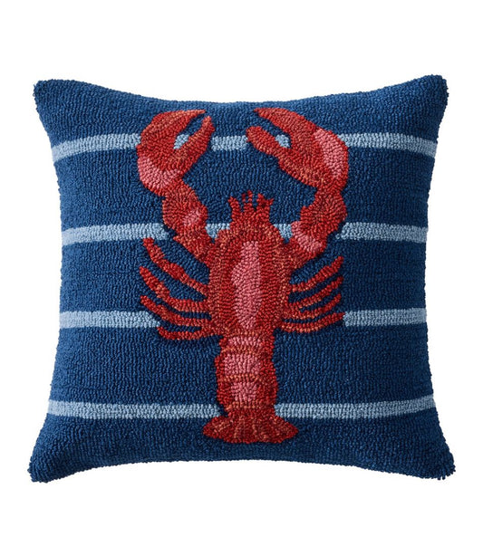 L.L.Bean | Indoor/Outdoor Hooked Pillow, 18x18 Lobster