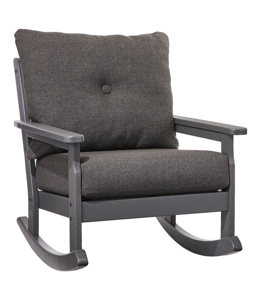 L.L.Bean | All-Weather Patio Rocker with Textured Cushion, Slate Gray