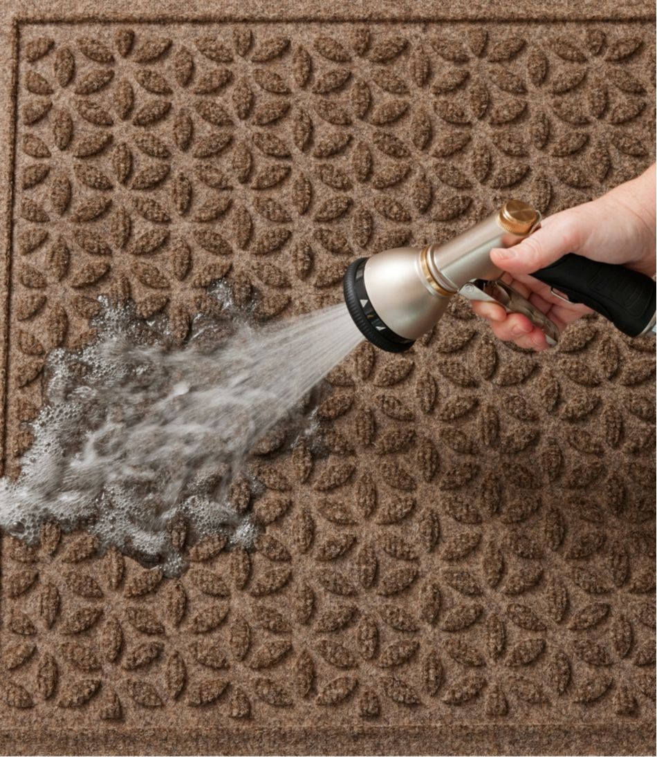 L.L.Bean | Heavyweight Recycled Waterhog Doormat, Half Round, Blooming Circles