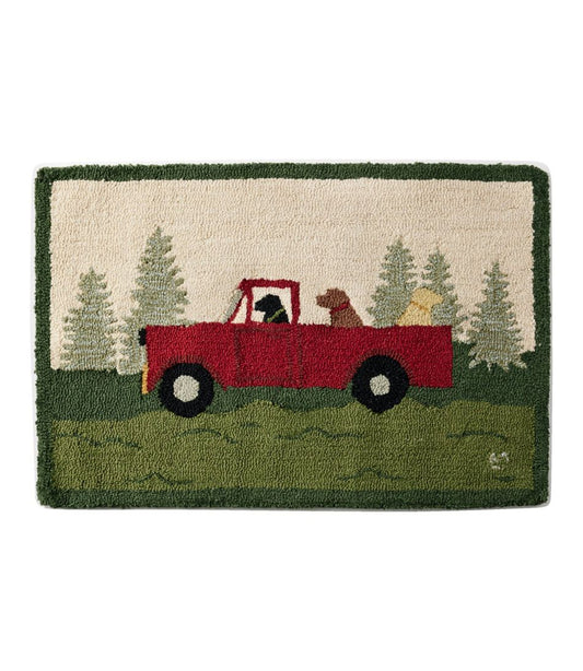 L.L.Bean | Wool Hooked Novelty Rug, Dog Caravan