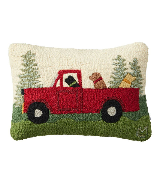L.L.Bean | Wool Hooked Throw Pillow, Dog Trio, 14" x 20"