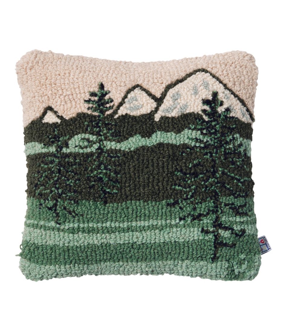 L.L.Bean | Wool Hooked Throw Pillow, Mountains, 14" x 14"