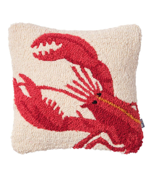 L.L.Bean | Wool Hooked Throw Pillow, Red Lobster, 14" x 14"