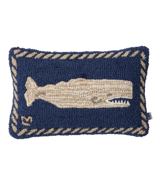 L.L.Bean | Wool Hooked Throw Pillow, Whale, 12" x 18"