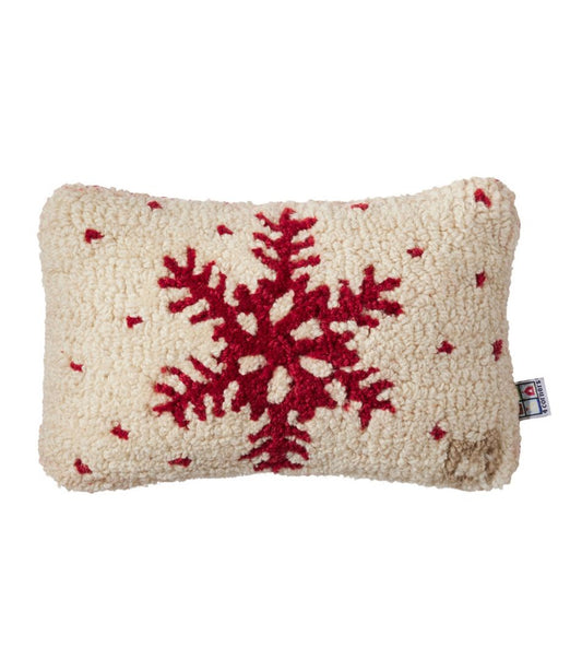 L.L.Bean | Wool Hooked Throw Pillow, Red Flake, 8" x 12"