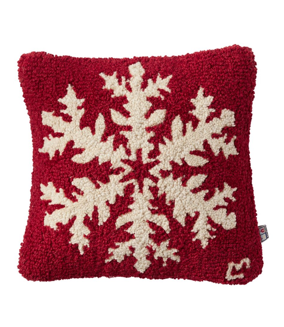 L.L.Bean | Wool Hooked Throw Pillow, Snowflake, 14" x 14"