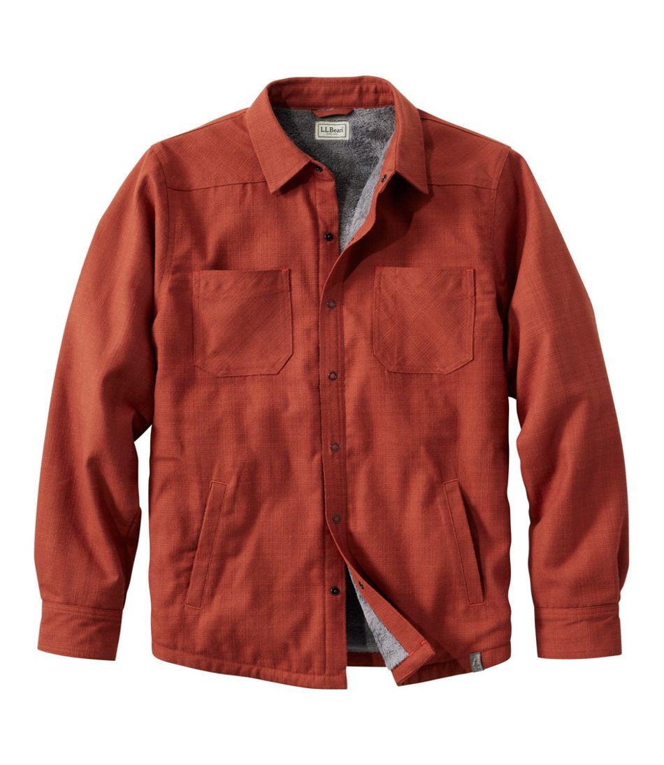 L.L.Bean | Men's Katahdin Performance Flannel Shirt-Jacket, Hi-Pile Fleece-Lined Solid