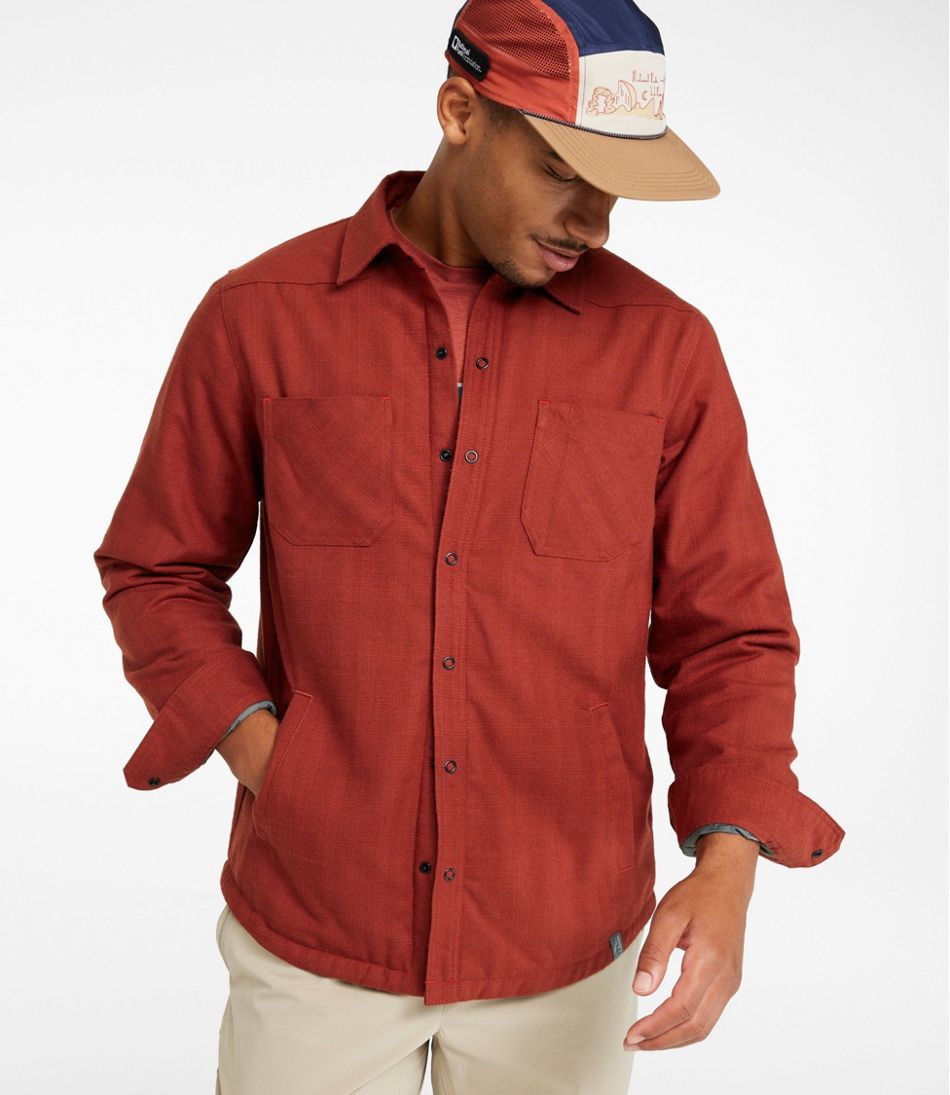 L.L.Bean | Men's Katahdin Performance Flannel Shirt-Jacket, Hi-Pile Fleece-Lined Solid